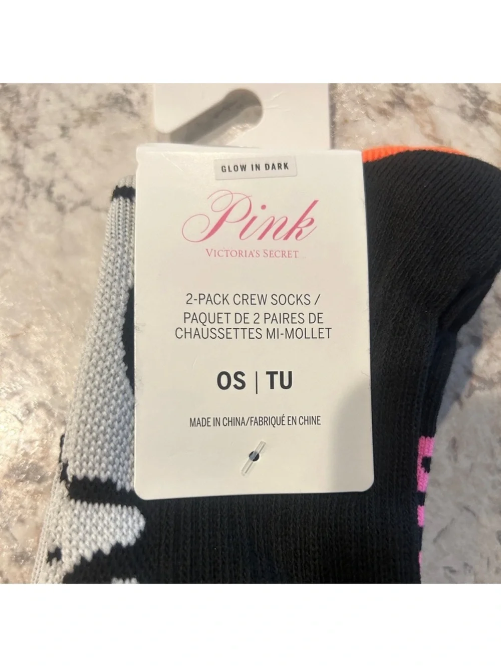 VS PINK Halloween Pumpkin and Skeleton 2-Pack Crew Socks NEW